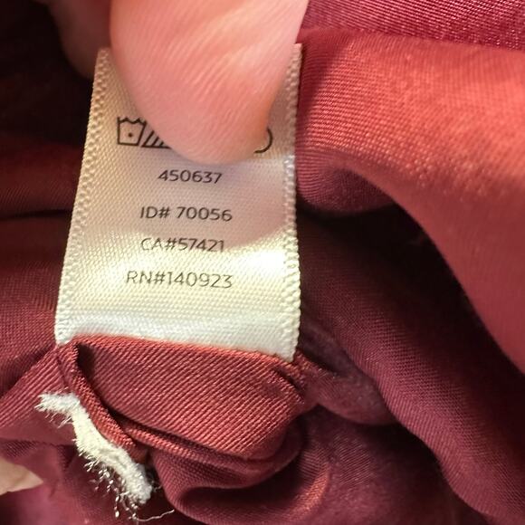 Loft Burgundy Button Straight Placket Knee Length Skirt Women Size 10 Officecore - Picture 13 of 16